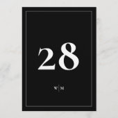 5 x 7 White Frame Black Wedding Table Numbers 招待状 (正面)