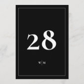 5 x 7 White Frame Black Wedding Table Numbers 招待状 (裏面)