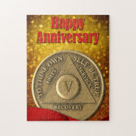 5 Year AA Coin Glitter Happy Anniversary ジグソーパズル