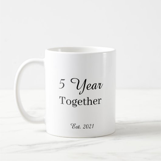 5 Year Anniversary Mug – First Wedding Anniversary コーヒーマグカップ (左)