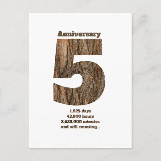 5 Year Anniversary - Wood Anniversary Milestone ポストカード (正面)