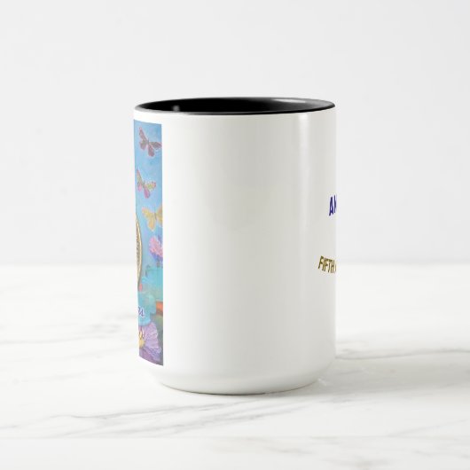 5 Year CUSTOM NAME AA Butterflies Flowers マグカップ (中央)