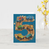 5 Year Old Monster Truck Boy Toddler 5th Birthday  カード (黄色い花)