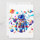 5 Year Old Space Birthday Custom Astronaut Orbit  招待状 (裏面)