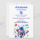 5 Year Old Space Birthday Custom Astronaut Orbit  招待状 (正面)