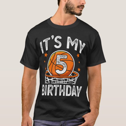 5 Years Old  Basketball Sport 5th Birthday Boy boy Tシャツ (正面)