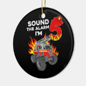 5 YO誕生日キッズファイアートラック5thボーイ幼児 セラミックオーナメント (左)