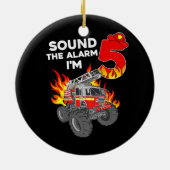 5 YO誕生日キッズファイアートラック5thボーイ幼児 セラミックオーナメント (裏面)