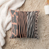 5Black And Peach Printed Zebra Stripe Pillow クッション (ブランケット)