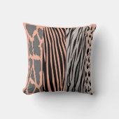 5Black And Peach Printed Zebra Stripe Pillow クッション (正面)
