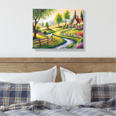 5D DIYダイヤモンド絵を描ズキット – カントリーサイドヴィラ キャンバスプリント (インサイチュ (寝室))