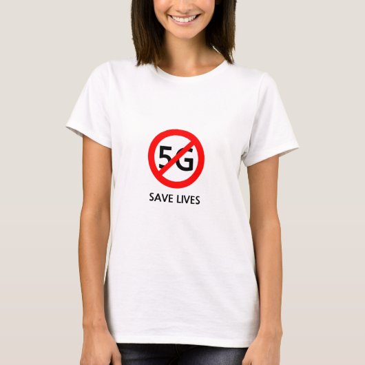 5Gを止めて命を救え Tシャツ (正面)