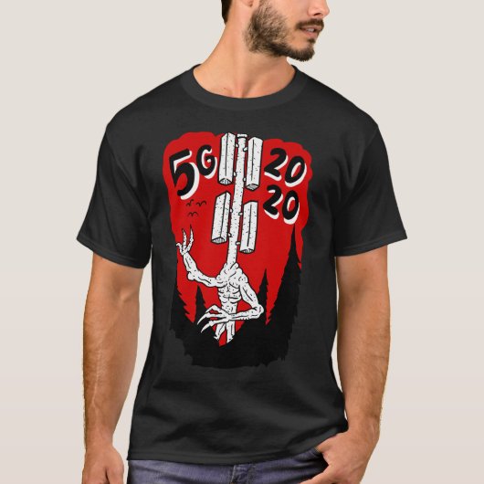 5G 2020。携帯電話の陰謀塔の頭。 Tシャツ (正面)