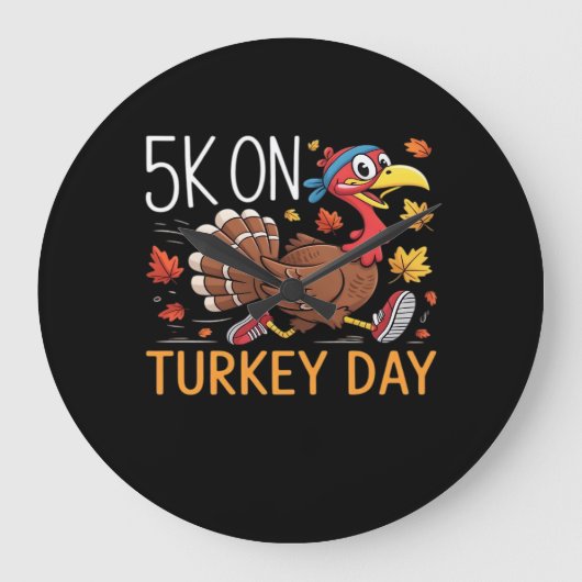 5Kトルコの日に感謝祭走のクラシックT-Sh ラージ壁時計 (正面)