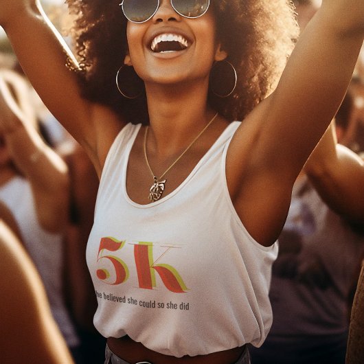 5kレースランニングお祝い黄はっきりした赤文字 タンクトップ