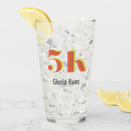 5kレースランニングお祝い黄はっきりした赤文字 タンブラーグラス