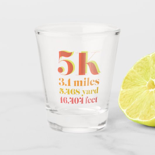 5kレース 赤 ランニング距離 太字 ショットグラス (正面)