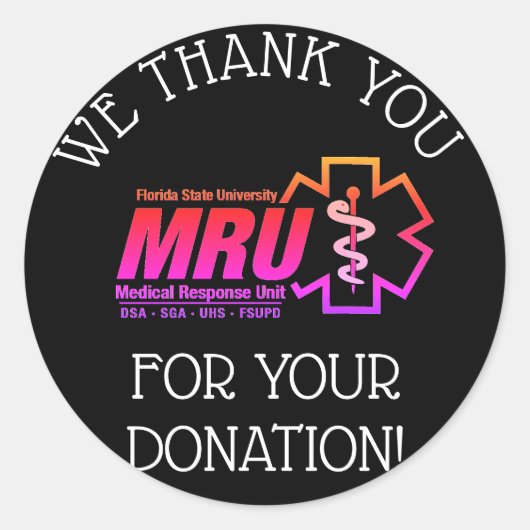 5K/イベント感謝してい寄付 ラウンドシール (正面)