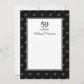 5Oと幻想的な白黒のための彼の誕生日 招待状 (裏面)