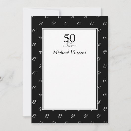 5Oと幻想的な白黒のための彼の誕生日 招待状 (裏面)