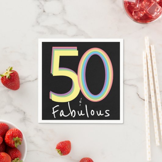 5Oと素晴らしいブラックイエローレインボーシック誕生日 スタンダードカクテルナプキン (インサイチュ)