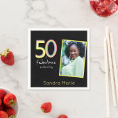 5Oと素晴らしいブラックイエローレインボーシック誕生日 スタンダードカクテルナプキン (インサイチュ)