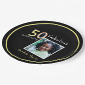 5Oと素晴らしいブラックイエローレインボーシック誕生日 ペーパープレート (アングル)