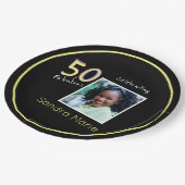 5Oと素晴らしいブラックイエローレインボーシック誕生日 ペーパープレート (アングル)