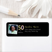 5Oと素晴らしいブラックイエローレインボーシック誕生日 ラベル (インサイチュ)