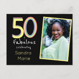 5Oと素晴らしいブラックイエローレインボーシック誕生日 招待状