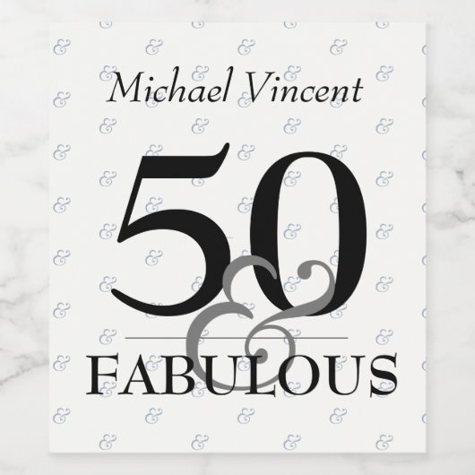 5Oと素晴らしい白黒のモダン誕生日 ワインラベル (シングルラベル)