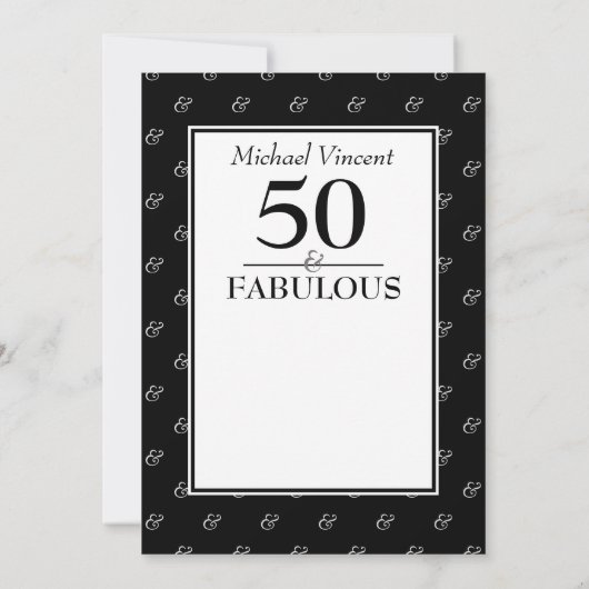 5Oと素晴らしい白黒のモダン誕生日 招待状 (裏面)