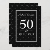 5Oと素晴らしい白黒のモダン誕生日 招待状 (正面/裏面)