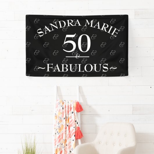 5Oと素晴らしい白黒のモダン誕生日 横断幕 (インサイチュ)