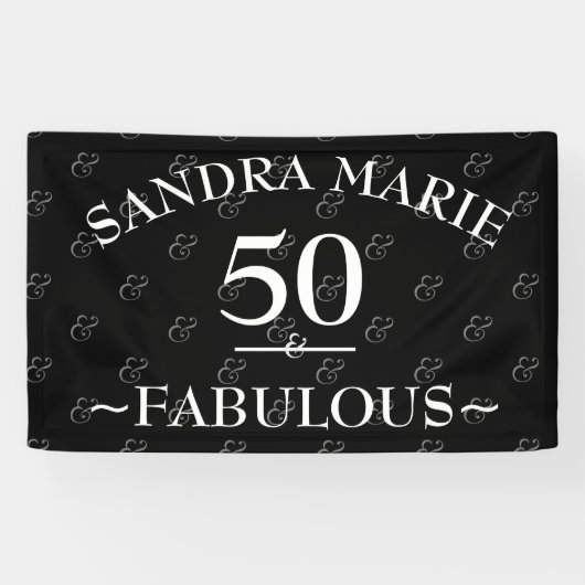 5Oと素晴らしい白黒のモダン誕生日 横断幕 (横)