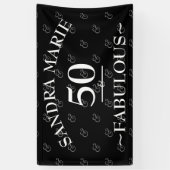 5Oと素晴らしい白黒のモダン誕生日 横断幕 (縦)