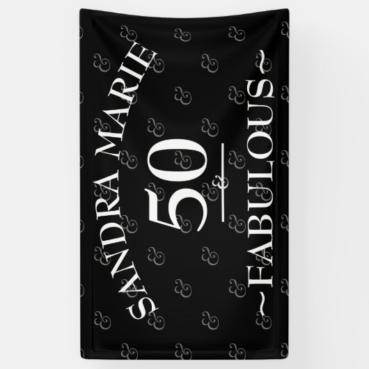 5Oと素晴らしい白黒のモダン誕生日 横断幕 (縦)