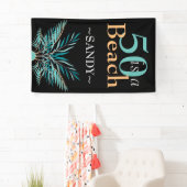 5Oはビーチ50番モダン黒誕生日 横断幕 (インサイチュ)