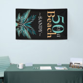 5Oはビーチ50番モダン黒誕生日 横断幕 (トレードショー)