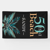 5Oはビーチ50番モダン黒誕生日 横断幕 (横)