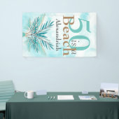 5Oはビーチ50青ティール（緑がかった色）パーティー 横断幕 (トレードショー)