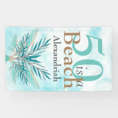 5Oはビーチ50青ティール（緑がかった色）パーティー 横断幕 (横)