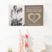 5thウッドの結婚記念日ハート写真 横断幕 (インサイチュ)