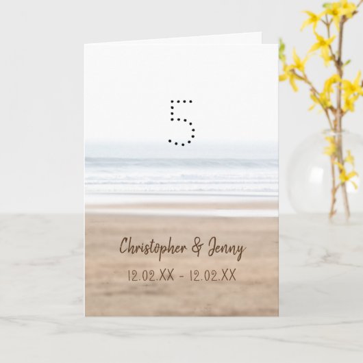5thウッド結婚記念日サーフィンビーチ カード (黄色い花)