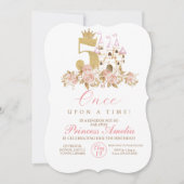 5thキャッスル金ゴールドクラウンプリンセスフローラ誕生日 招待状 (正面)