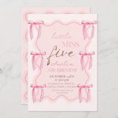 5thダスティピンクボウズ誕生日パーティープリンセス 招待状 (正面/裏面)