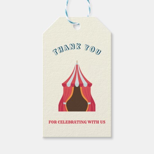5thバースデーパーティーサーカステーマありがとう ギフトタグ (正面)