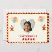 5thバースデーパーティーサーカステーマフォトコラージュ 招待状 (裏面)