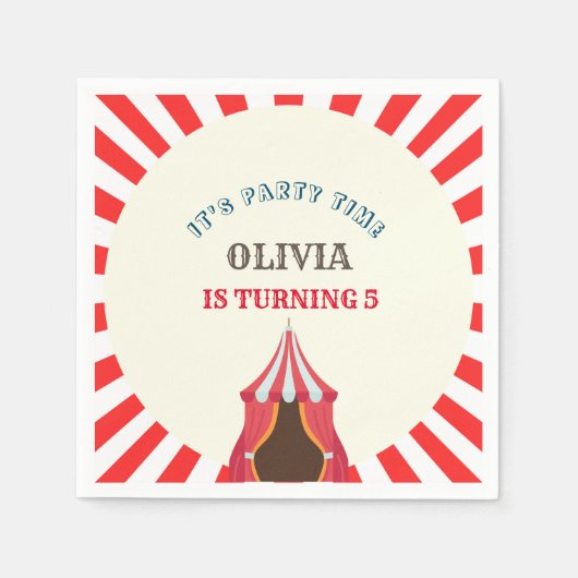5thバースデーパーティーサーカステーマ スタンダードカクテルナプキン (正面)