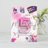 5thピンクグラムメイクアップバースデーパーティースパパーティー 招待状 (スタンド正面)